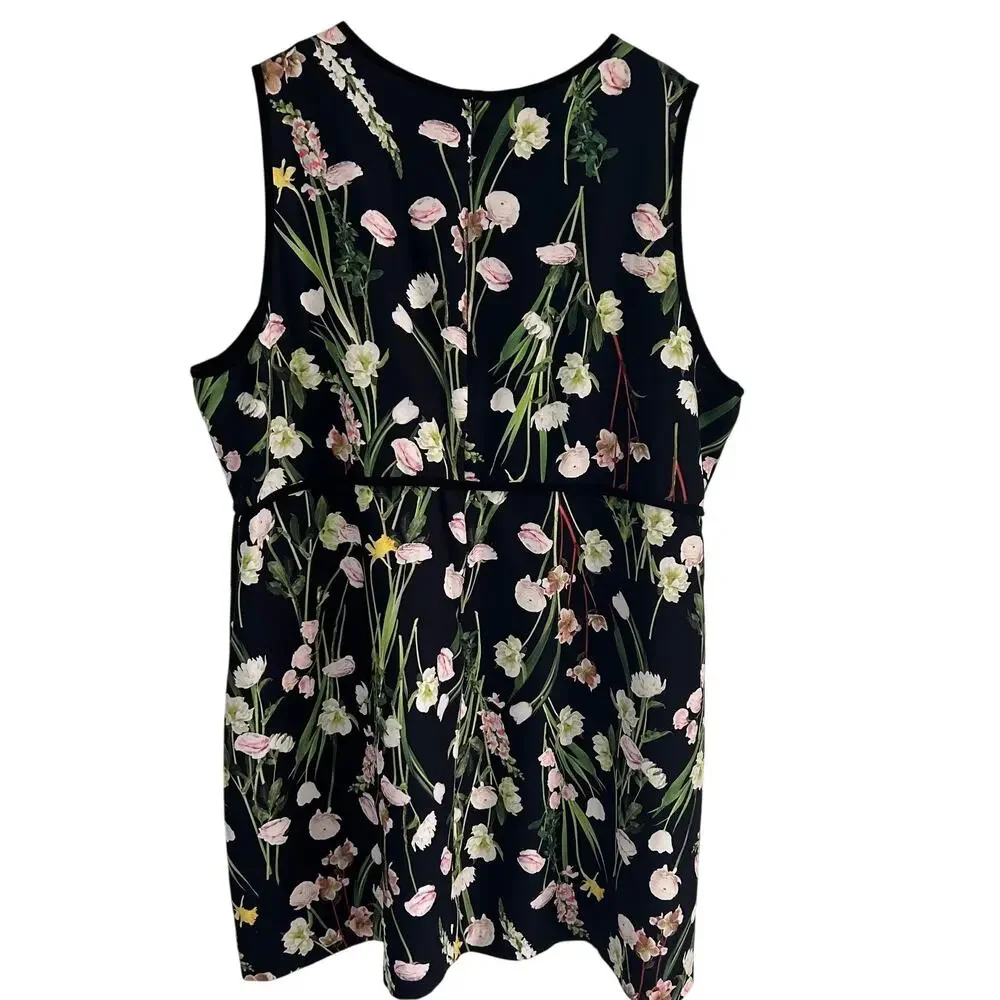 Victoria Beckham for Target Floral Dress 3X Black Sleeveless Midi Plus Size